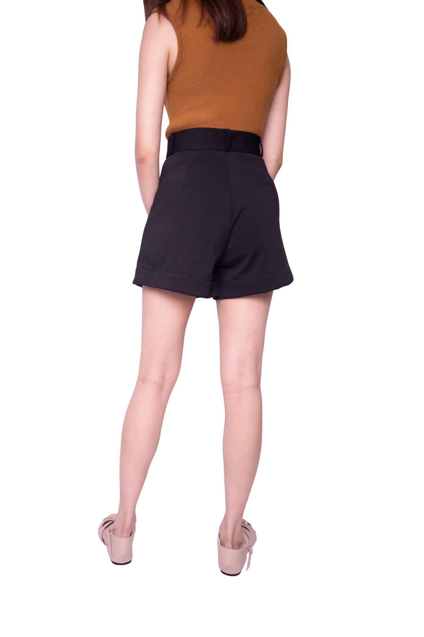 Charlotte Roll Hem Shorts in Black