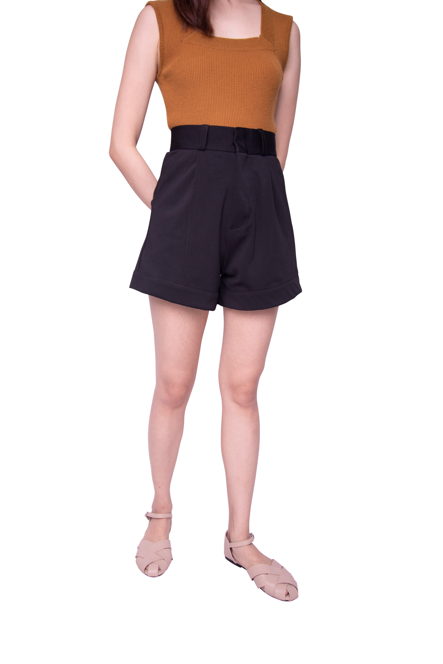 Charlotte Roll Hem Shorts in Black