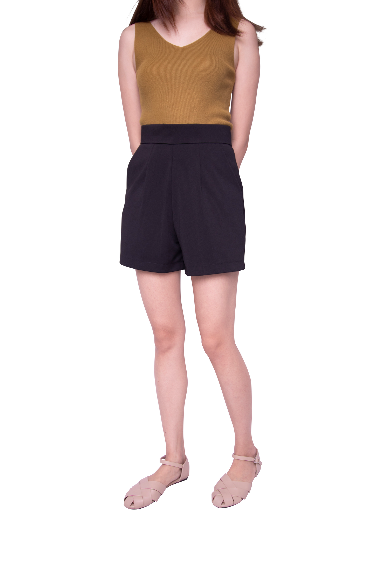 Sabine High Waist Shorts in Black