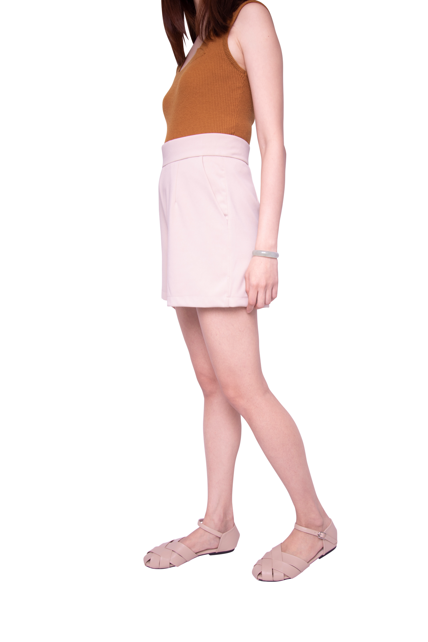 Sabine High Waist Shorts in Cream