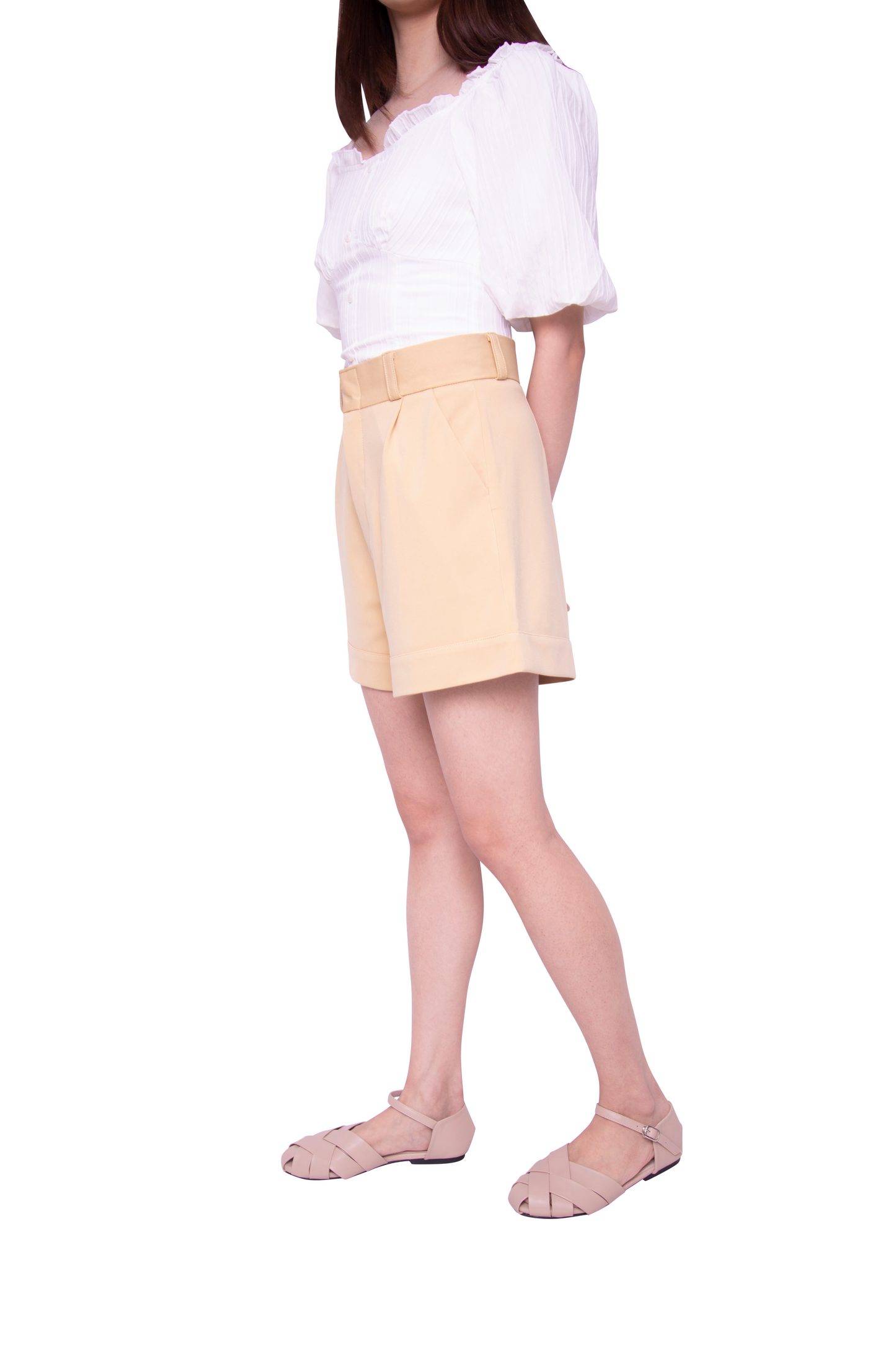 Charlotte Roll Hem Shorts in Yellow